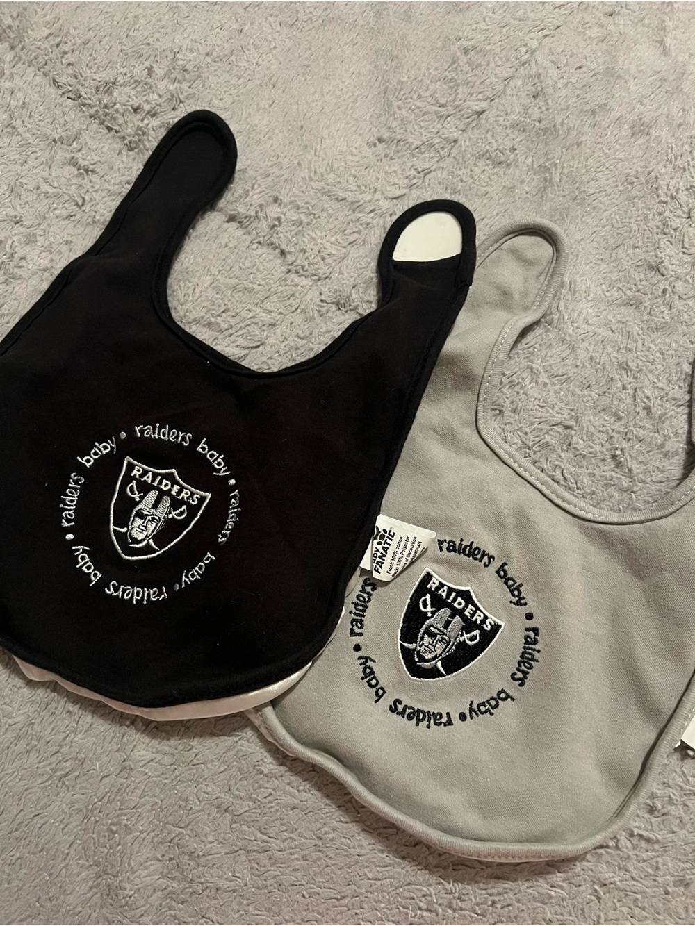 NFL Raiders Baby Bibs - Black and Gray (2 Pack)